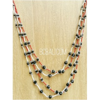 two color crystal beads necklaces layer bali